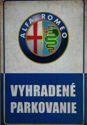 Retro tabuľka – Alfa Romeo Vyhradené parkovanie