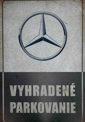 Retro tabuľka – Mercedes-Benz Vyhradené parkovanie