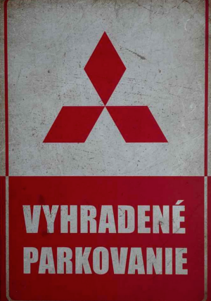 Retro tabuľka – Mitsubishi Vyhradené parkovanie