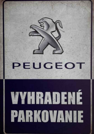Retro tabuľka – Peugeot Vyhradené parkovanie