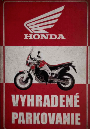 Retro tabuľka – Honda Africa Twin Vyhradené parkovanie