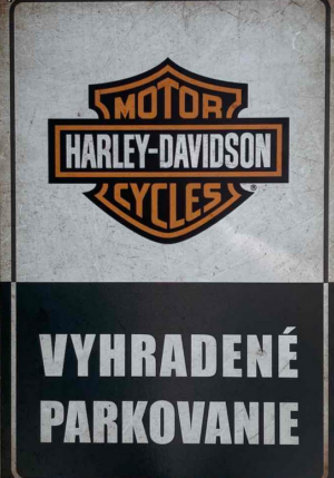 Retro tabuľka – Harley-Davidson Vyhradené parkovanie