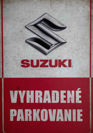 Retro tabuľka – Suzuki Vyhradené parkovanie